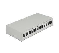 Delock - Leeres Keystone-Patchpanel - geeignet für Wandmontage, DIN schienenmontierbar - Grau - 12 Ports (43414)