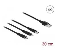 DeLOCK 87152 USB cable 0.3 m USB 2.0 USB A USB C/Micro-USB B/Lightning Black