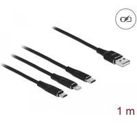 Delock - Lightning-Kabel, nur zum Aufladen - USB männlich bis Micro-USB Typ B, Lightning, USB-C männlich - 1,0m - Schwarz (87155)
