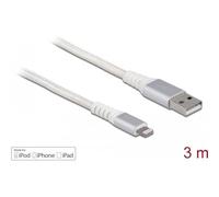 Delock - Lightning-Kabel - USB männlich bis Lightning männlich - 3,0m - weiß - rund - für Apple iPad/iPhone/iPod (Lightning) (83003)