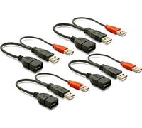 DeLOCK Lot de 4 câbles USB de données et d'alimentation en Y | 2 x USB 2.0 A mâle vers USB 2.0 A femelle
