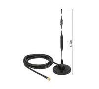 DeLOCK LTE antenne SMA mâle 6dBi fixé omnidirectionnel avec standfus magnétique et connecteur de câble RG 58, 3 m Outdoor Noir