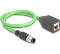 DELOCK M12 Kabel A-kodiert 8 Pin St. zu RJ45 Bu.PUR(TPU)0,5m