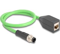 DELOCK M12 Kabel D-kodiert 4 Pin St. zu RJ45 Bu.PUR(TPU)0,5m