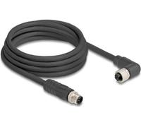 DELOCK M12 Kabel L-kodiert 4 Pin St zu Bu r. gew. PUR 3m sw