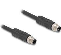 DELOCK M12 Kabel L-kodiert 4 Pin St zu St PUR 1m schwarz