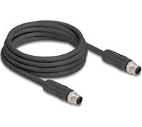 DELOCK M12 Kabel L-kodiert 4 Pin St zu St PUR 3m schwarz