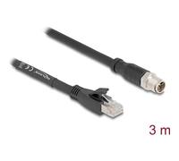 Delock M12 Kabel X-kodiert 8 Pin Stecker zu RJ45 Stecker Cat.5e S/FTP flexibel 3 m schwarz (80580)