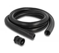 DeLOCK Manchon de protection de câble 2 m x 28,5 mm avec set de raccord de conduite PG21, noir