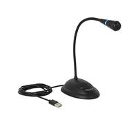 DeLock Microphone USB 65871 à col de cygne avec support et touche muet Noir