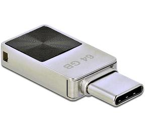 Delock Mini clé USB 3.2 Gen 1 USB-C 64 Go - Boîtier en métal argenté 54084