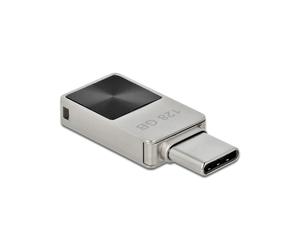 DeLOCK Mini Clé USB 5 Gbps USB-C 128 Go Métal Argenté - USB 3.2 Gen 1 - Lecture 100 Mo/s - Compatible Windows, macOS, Linux, Android