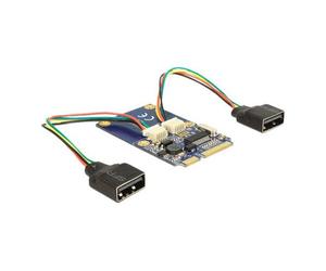 Delock MiniPCIe I/O PCIe full size 2 x USB 2.0 - Adaptateur USB - PCIe Mini Card - USB 2.0 x 2