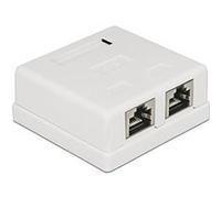 DeLock Prise réseau encastrée 86269 – insert avec plaque centrale et châssis CAT 6 2 ports blanc