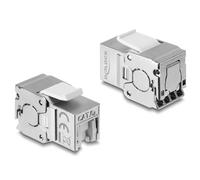 Delock Module Keystone RJ45 femelle vers LSA Cat.6A blindé sans outil avec rabat anti-poussière, plat, argenté, RJ-45, LSA・23/26, Cat6a (86158)
