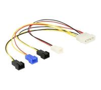 Molex 4 pin > 4 x 2 pin fan (12 V / 7 V / 5 V) - Câble d'alimentation de ventilateur - alimentation interne 4 plots (M) pour Molex 2 broches - 20 cm