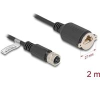 Delock - Netzwerkkabel - 4-polig M12-D (W) zu RJ-45 (W) schraubbar - 2,0m - 6,8 mm - FTP - CAT 5e - geformt, verseilt - Schwarz (80453)