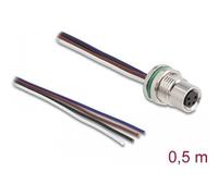 Delock - Netzwerkkabel - 4-poliger M8 (W) zu ohne Stecker - 50 cm - 4.6 mm - Schwarz