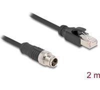 Delock - Netzwerkkabel - 8 pin M12-X (M) zu RJ-45 (M) - 2,0m - 6 mm - S/FTP - CAT 5e - geschirmt, ohne Haken - Schwarz (80867)