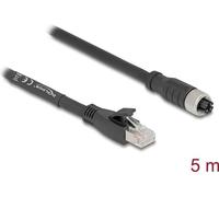Delock - Netzwerkkabel - 8 pin M12-X (W) zu RJ-45 (M) - 5,0m - 6,8 mm - S/FTP - CAT 5e - X-kodiert, flexibel - Schwarz (80594)