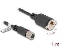 Delock - Netzwerkkabel - 8 pin M12-X (W) zu RJ-45 (W) schraubbar - 1,0m - 6,8 mm - S/FTP - CAT 6a - verseilt, geformt - Schwarz (80460)