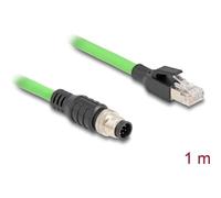 Delock - Netzwerkkabel - 8-polig M12 (M) zu RJ-45 (M) - 1,0m - 6,8 mm - SF/UTP - A-kodiert, ohne Haken - grün (80421)