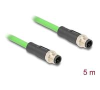 Delock - Netzwerkkabel - M12 (4-polig) (M) zu M12 (4-polig) (M) - 5,0m - 6,5 mm - SF/UTP - D-kodiert - grün (80419)