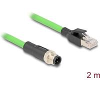 Delock - Netzwerkkabel - M12 (4-polig) (M) zu RJ-45 (M) - 2,0m - 6,5 mm - SF/UTP - D-kodiert - grün (80427)