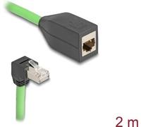 Delock - Netzwerkverlängerungskabel - RJ-45 (M) nach unten abgewinkelt zu RJ-45 (W) - 2,0m - 6,8 mm - SF/UTP - CAT 6a - geschirmt - grün (80887)