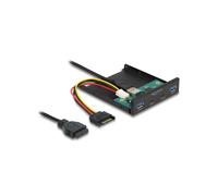 DeLOCK Panneau Avant 3.5" USB 5Gbps, 2x USB Type-C + 2x USB Type-A, Chipset VIA VL817, compatible Windows/Linux, Noir, Métal