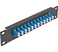 Delock Panneau de Brassage à Fibre Optique 12 Ports LC Duplex Bleu 1 U Noir