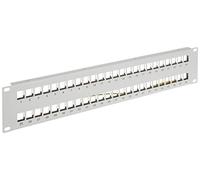Delock Panneau de Brassage Keystone 48 Ports avec Rails de décharge 2 U Gris