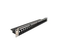DeLOCK Panneau de Distribution 19" 1U 24 Ports Keystone Noir/Argent avec Gestion de Câbles Métal/Plastique 482x44x92mm