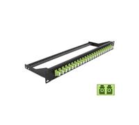 DeLOCK Panneau de Distribution Fibre 19" 1U 24 ports LC Duplex Multimode (FMM) Noir/Vert, Connecteurs 48, 482.6x150x43.6mm, Ref 43391