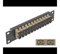 DeLOCK Panneau de Distribution Fibre Optique 10" 1U 12 Ports SC Duplex Beige/Noir, Compatible Fibre Multimode (FMM), Métal, 44x10x254mm