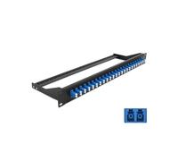 DeLOCK Panneau de Distribution Fibre Optique 19" 1U, 24 Ports LC Duplex, Connecteurs 48, Compatible Fibre Monomode (SMF), Noir/Bleu, Référence 43386