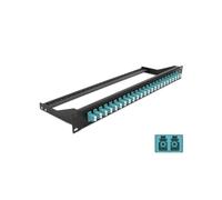 DeLOCK Panneau de Distribution Fibre Optique 19" 1U, 24 ports LC Duplex, Connecteurs 48, Multimode (FMM), Aqua/Noir, 482.6 x 150 x 43.6mm