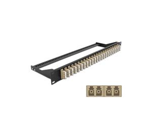 DeLOCK Panneau de Distribution Fibre Optique 19" 1U 24 Ports LC Quad Beige/Noir, Connecteurs SC, Compatible Fibre Multimode (FMM), 482.6 x 150 x 43.6 mm
