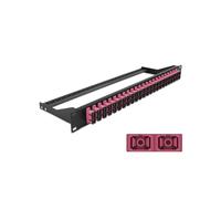 DeLOCK Panneau de Distribution Fibre Optique 19" 1U, 24 Ports SC Duplex, Compatible Fibre Multimode (FMM), Noir/Violet, 48 Connecteurs, 482.6 x 150 x 43.6 mm