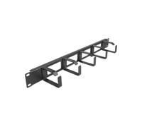 DeLOCK Panneau de Gestion de Câbles 19" 1U Métal Noir avec Ouverture et 5 Crochets (483 x 77.5 x 44 mm) Réf. 66659