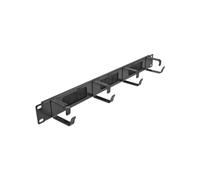 DeLOCK Panneau de Gestion de Câbles 1U 19" avec Brosses et Crochets, Métal/Nylon Noir, Profondeur 48.6cm, Référence 66489