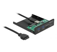 DeLOCK Panneau frontal 3.5″ USB 5 Gbps, 1 USB Type-C + 2 USB Type-A + fente SD et Micro SD