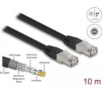 Delock - Patch-Kabel - RJ-45 (M) zu RJ-45 (M) - 10,0m - 7 mm - S/FTP - CAT 6a - halogenfrei, geformt, im Freien - Schwarz (80130)