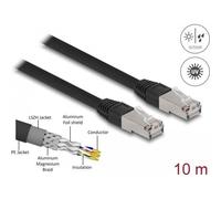 Delock - Patch-Kabel - RJ-45 (M) zu RJ-45 (M) - 10,0m - 7 mm - S/FTP - CAT 6a - halogenfrei, geformt, im Freien - Schwarz (80130)
