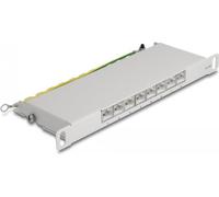 Delock - Patch Panel - Rack montierbar - CAT 6a - RJ-45 X 8, LSA X 8 - Grau - 0.5U - 25.4 cm (10")