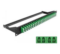 Delock - Patch Panel - Rack montierbar - LC Quad SM x 24 - Schwarz, grün - 1U - 48.3 cm (19")