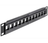 DELOCK Patchpanel 1HE 12 Keystone Ports schwarz