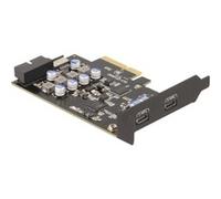 DeLOCK "PCIe x4 vers 2x USB C + 1 x USB interne 10 Gbps Type-E Key A + 19 broches, Carte d''interface"