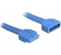 USB 3.0 Pin Header - Rallonge de câble USB - tête 19 broches USB 3.0 (M) pour tête 19 broches USB 3.0 (F) - USB 3.0 - 45 cm - bleu