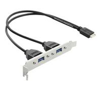 DeLOCK "Plaque d''obturation USB Type-E > 2x USB 3.0, Connecteur d''extension"
